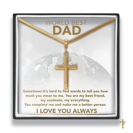 World Best DAD Cross Necklace