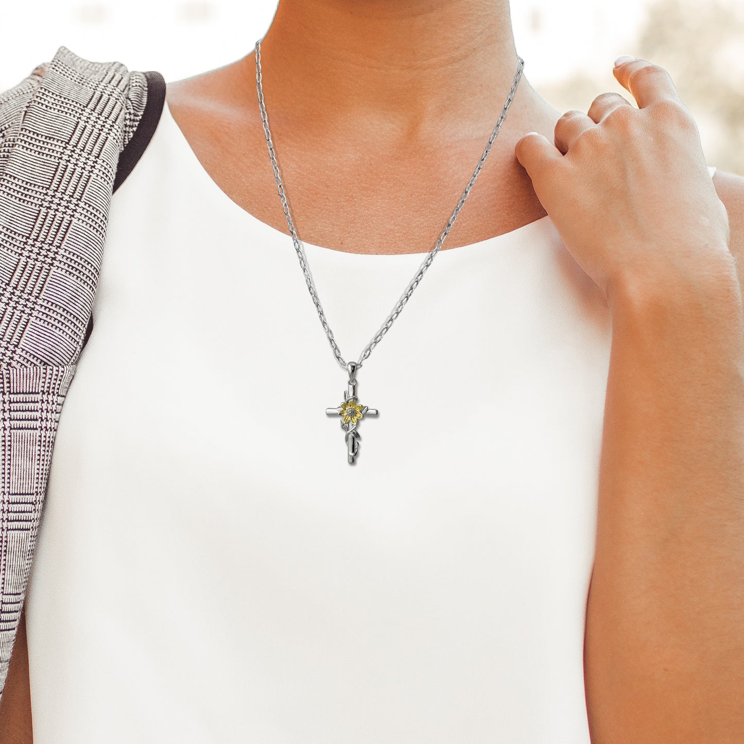 Sunflower Cross Necklace
