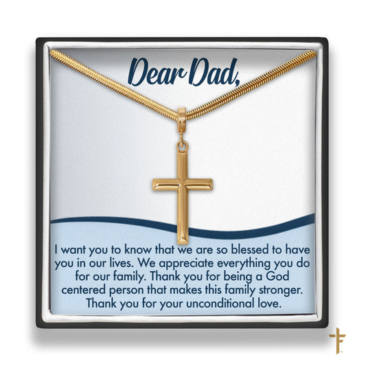 Dear DAD Cross Necklace