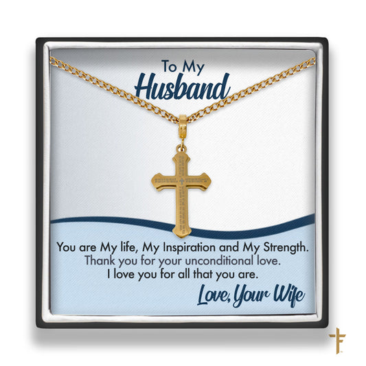 To My Husband Ancient Cross Necklace