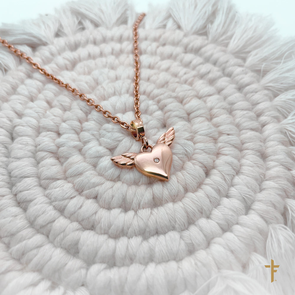 To My Beautiful Daughter Angel Heart Necklace
