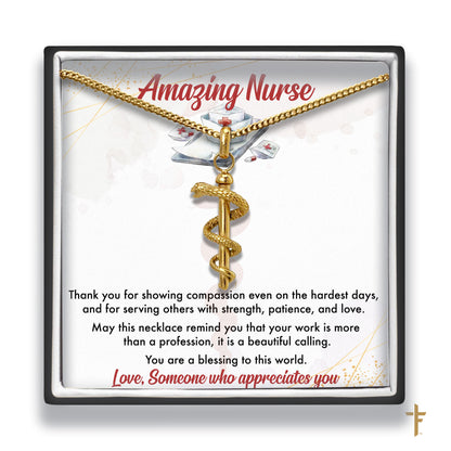 Rod of Asclepius Necklace (Amazing Nurse)