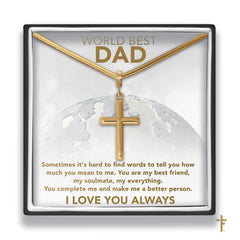 World Best DAD Cross Necklace
