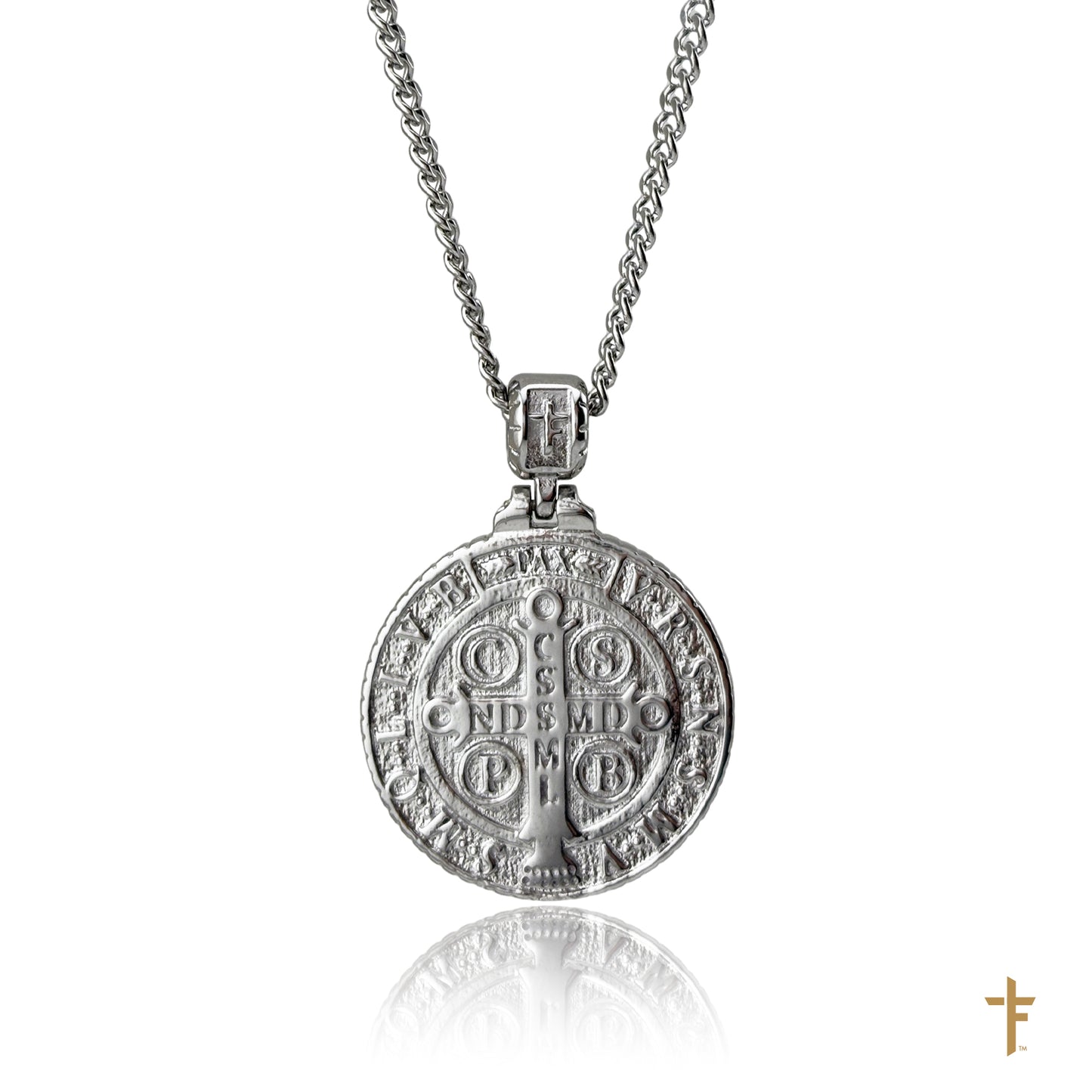 Saint Benedict 3D Crafted Necklace (Silver)