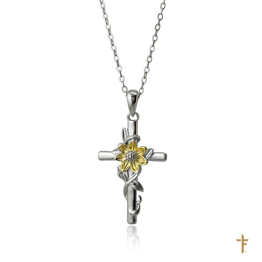 Sunflower Cross Necklace