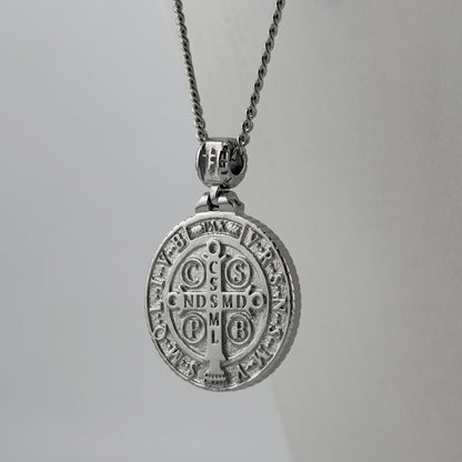 Saint Benedict 3D Crafted Necklace (Silver)