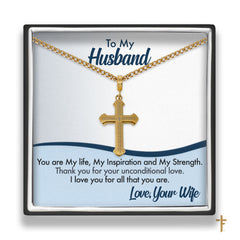 To My Husband Ancient Cross Necklace