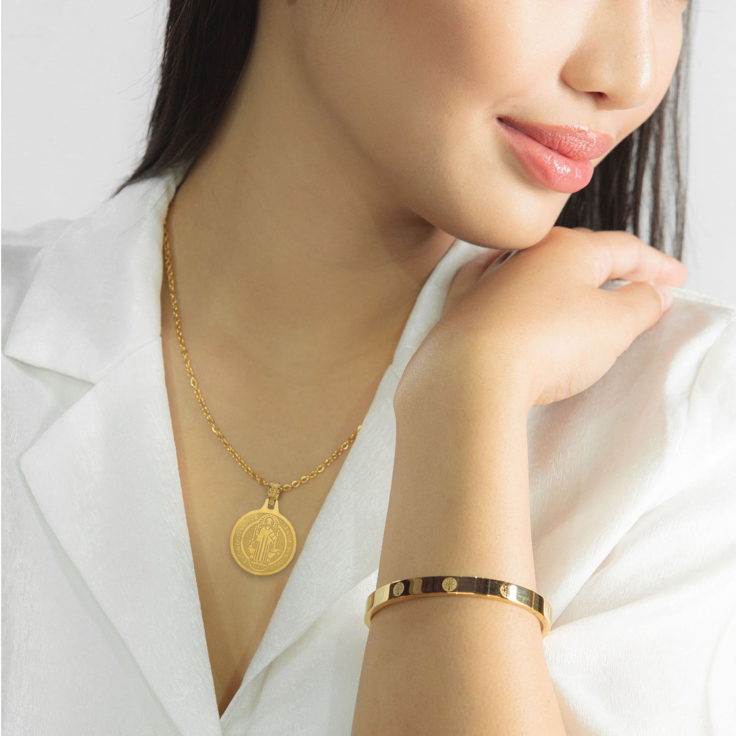 Saint Benedict Necklace with Fixed Bangle