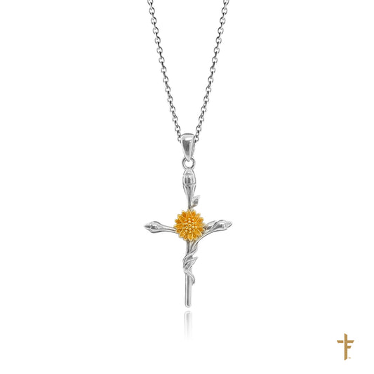 Sunflower Cross Mini Necklace