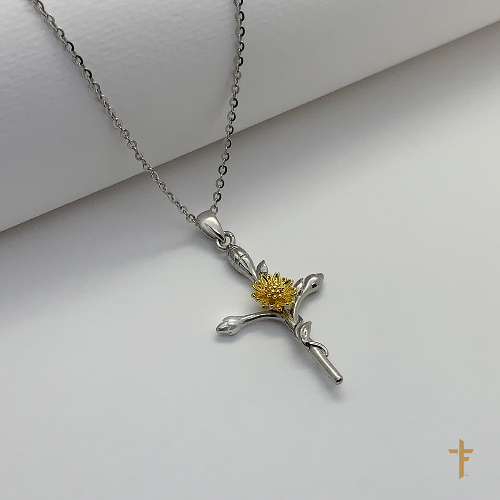 Sunflower hot sale cross necklace