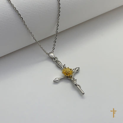 Sunflower Cross Mini Necklace