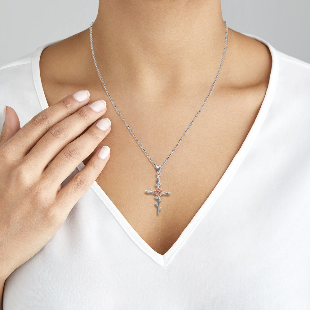 Rose Cross Mini Necklace