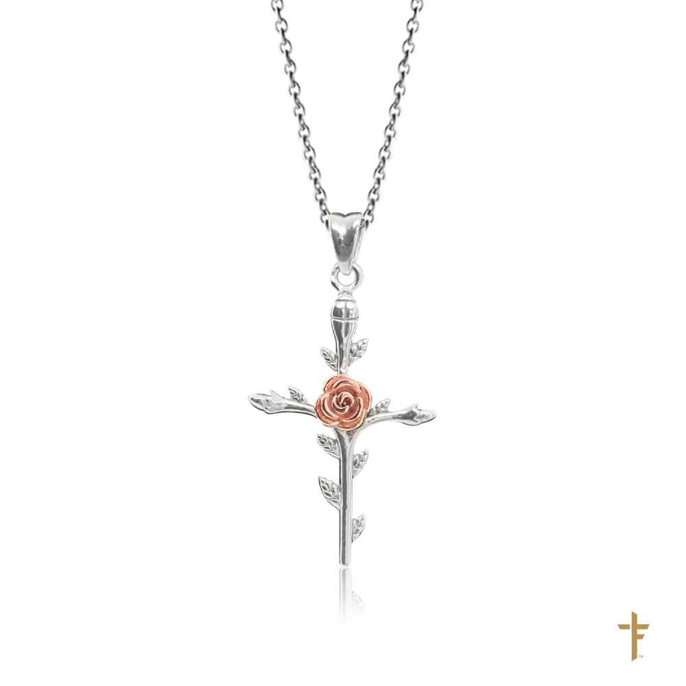 Rose Cross Mini Necklace